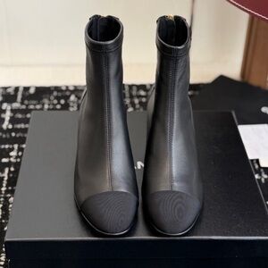 Chanel Women’s Black Ankle Boots with Gold Accents